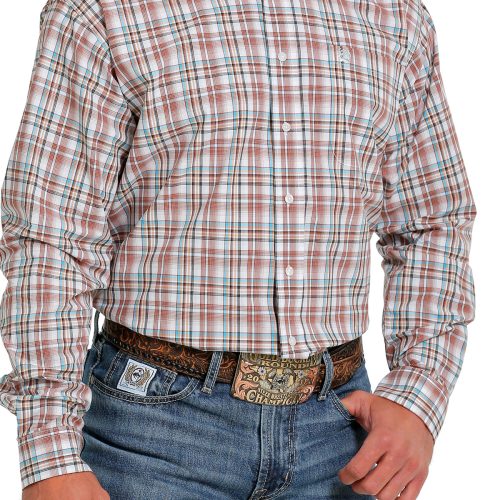 Men's Red & Blue Plaid Button Down