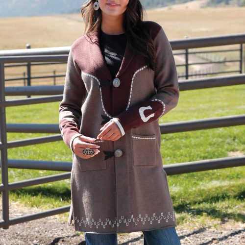 Ladies Burgundy Duster