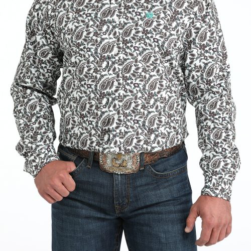 Men's Brown Floral Button Down Shirt