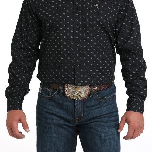 Men's Black Elk Print Button Down Shirt