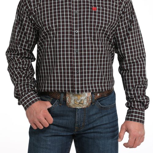 Men's Red & Black Plaid Button Down Shirt