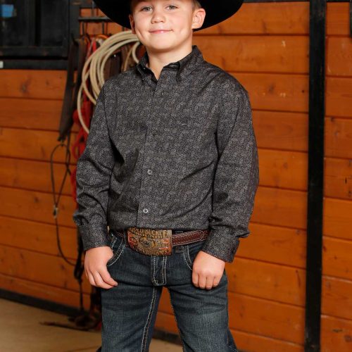 Boy's Charcoal Button Down
